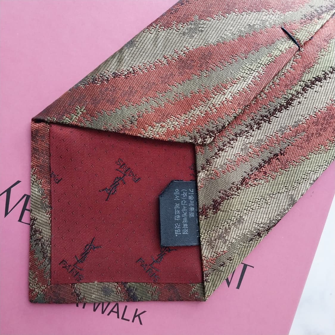 입생로랑 실크 그린 믹스 패턴 넥타이 9.5cm A등급 K2292 상품이미지7