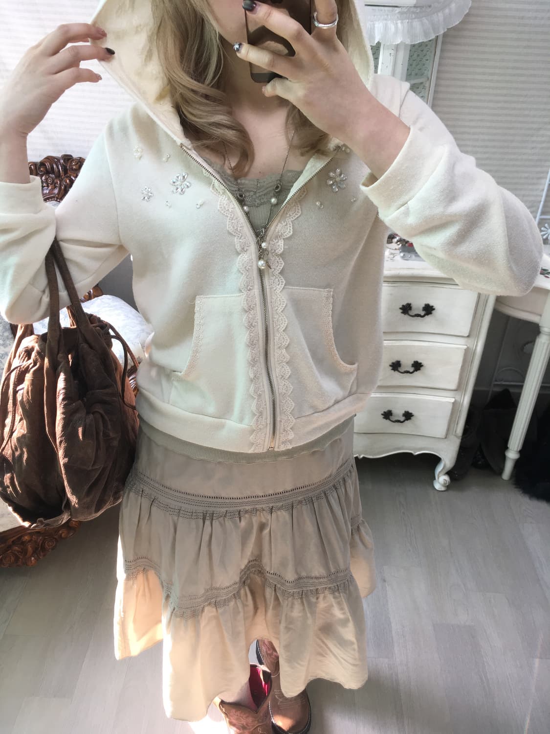 Axes femme 레이스 후드집업 + 민트레이스 나시 상품이미지2