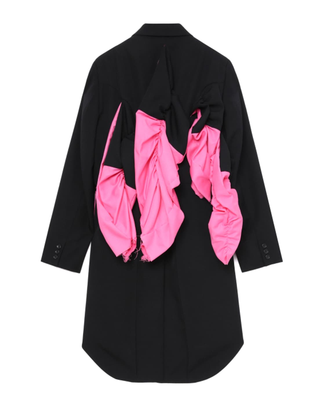 새상품 꼼데가르송 옴므플러스 핑크러플 블랙 롱 코트 S 상품이미지2