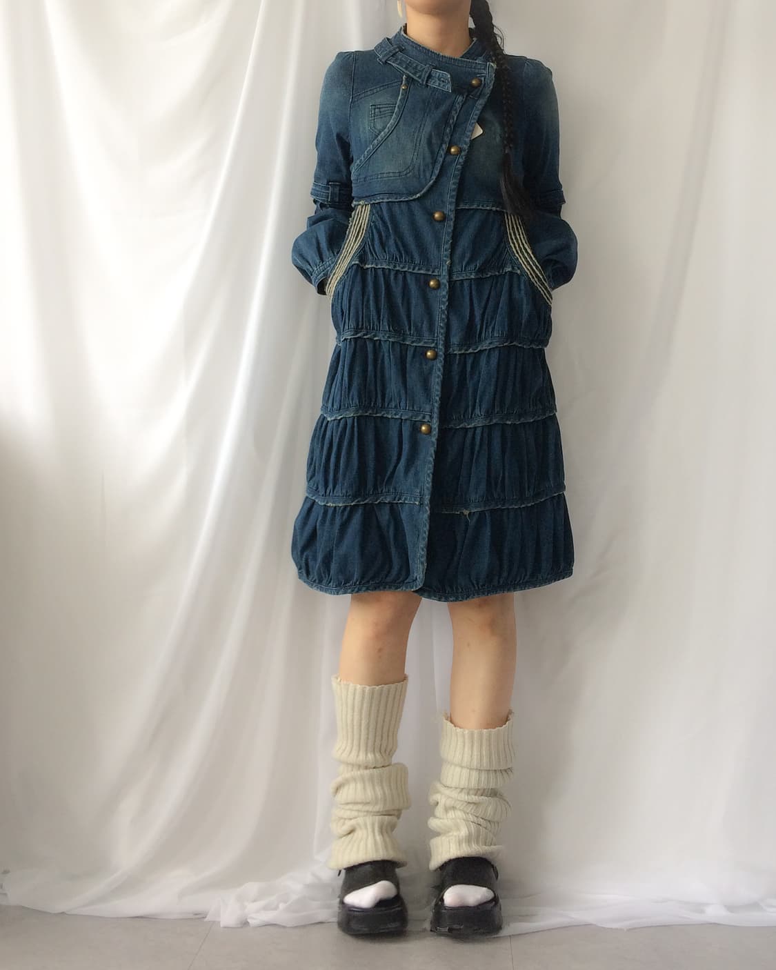 Belted denim long jacket 상품이미지5
