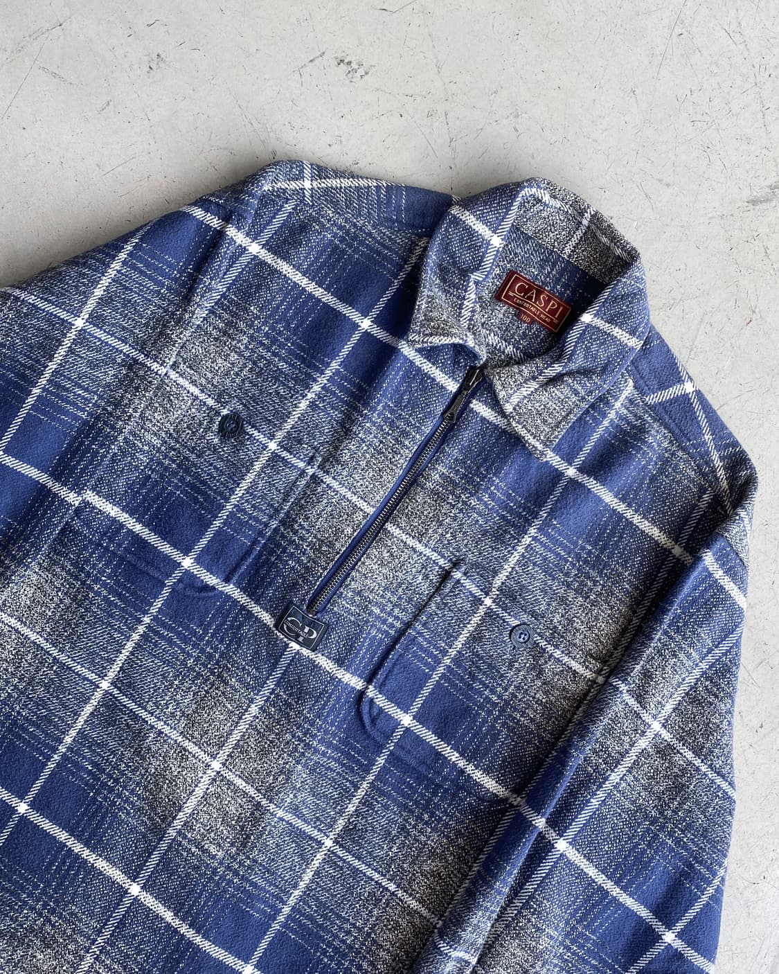 Caspi 투포켓 플란넬 체크 풀오버 하프 집 셔츠 상품이미지4
