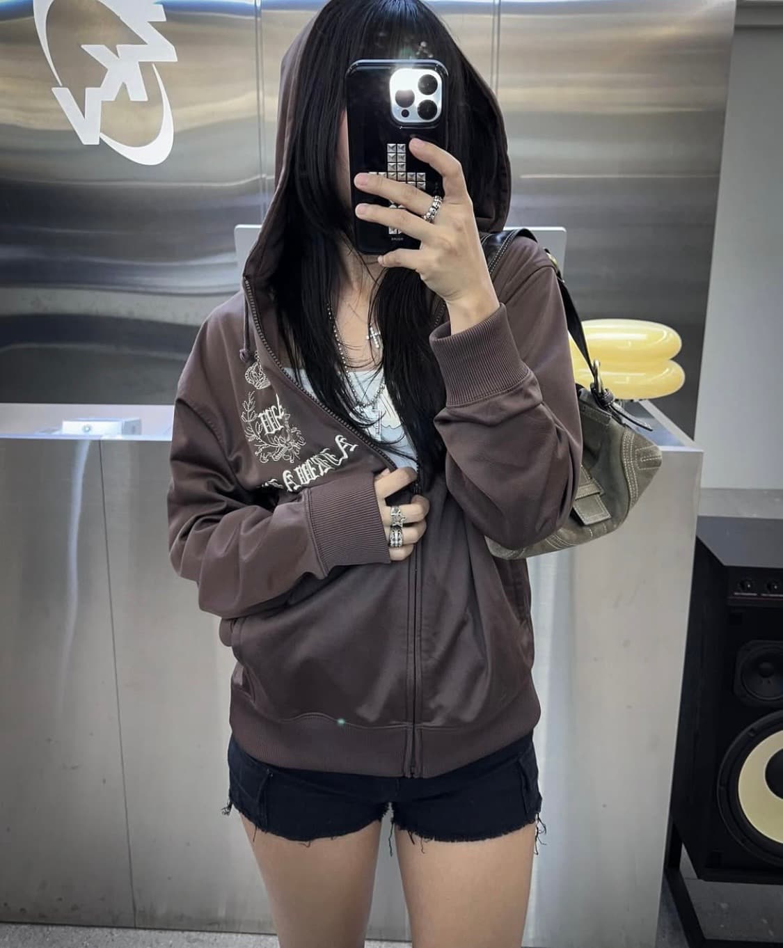 빈티지 브라운 져지 후드집업 상품이미지2