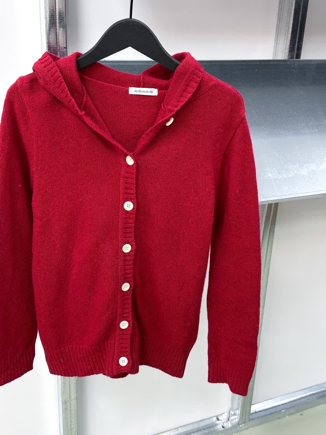 red knit hood cardigan 상품이미지6