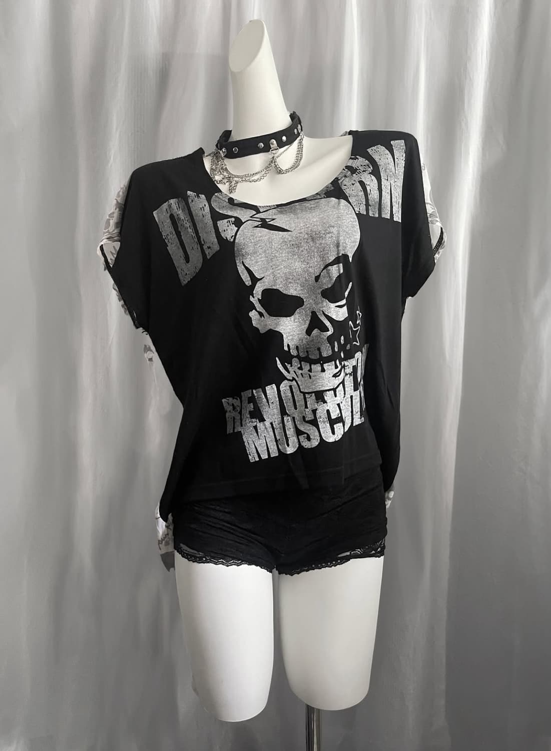 Skull top ghost of harlem 펑크 시스루 탑 상품이미지1