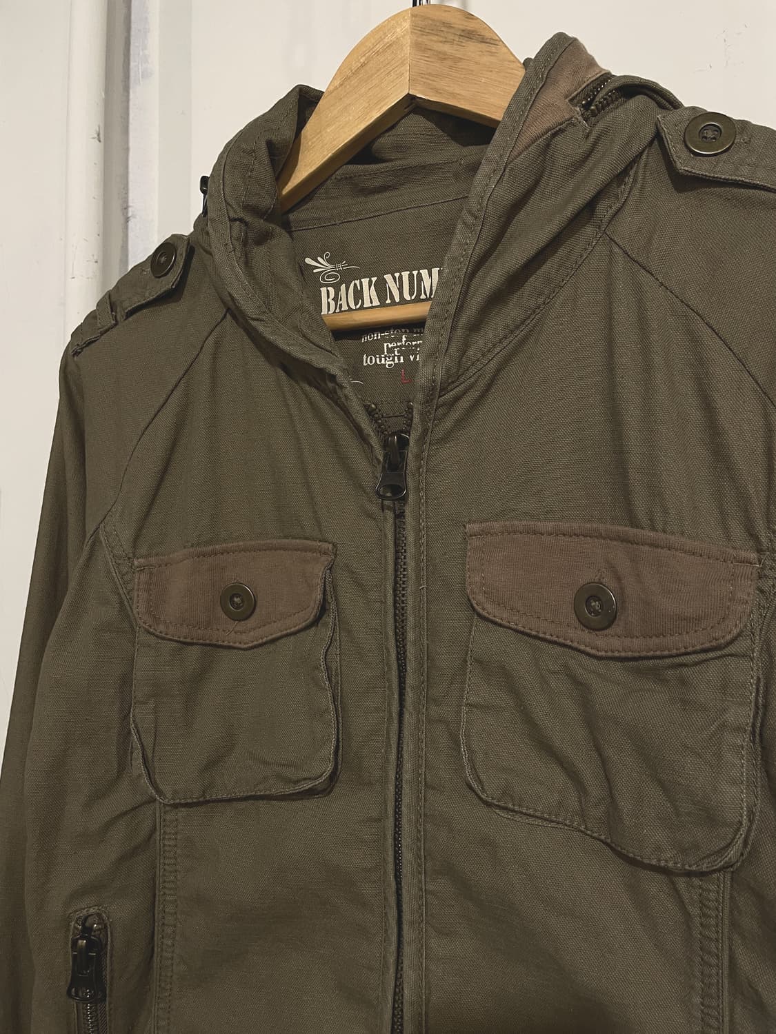 back number 브라운 포켓 후드 자켓 y2k 밀리터리 상품이미지2