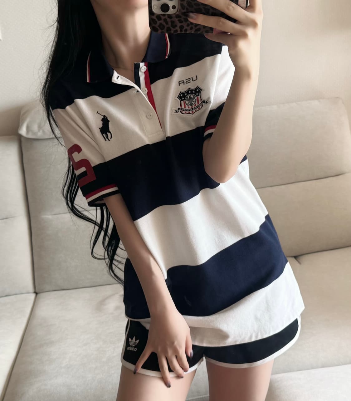 폴로 랄프로렌 USA 네이비 화이트 pk 반팔 상품이미지1