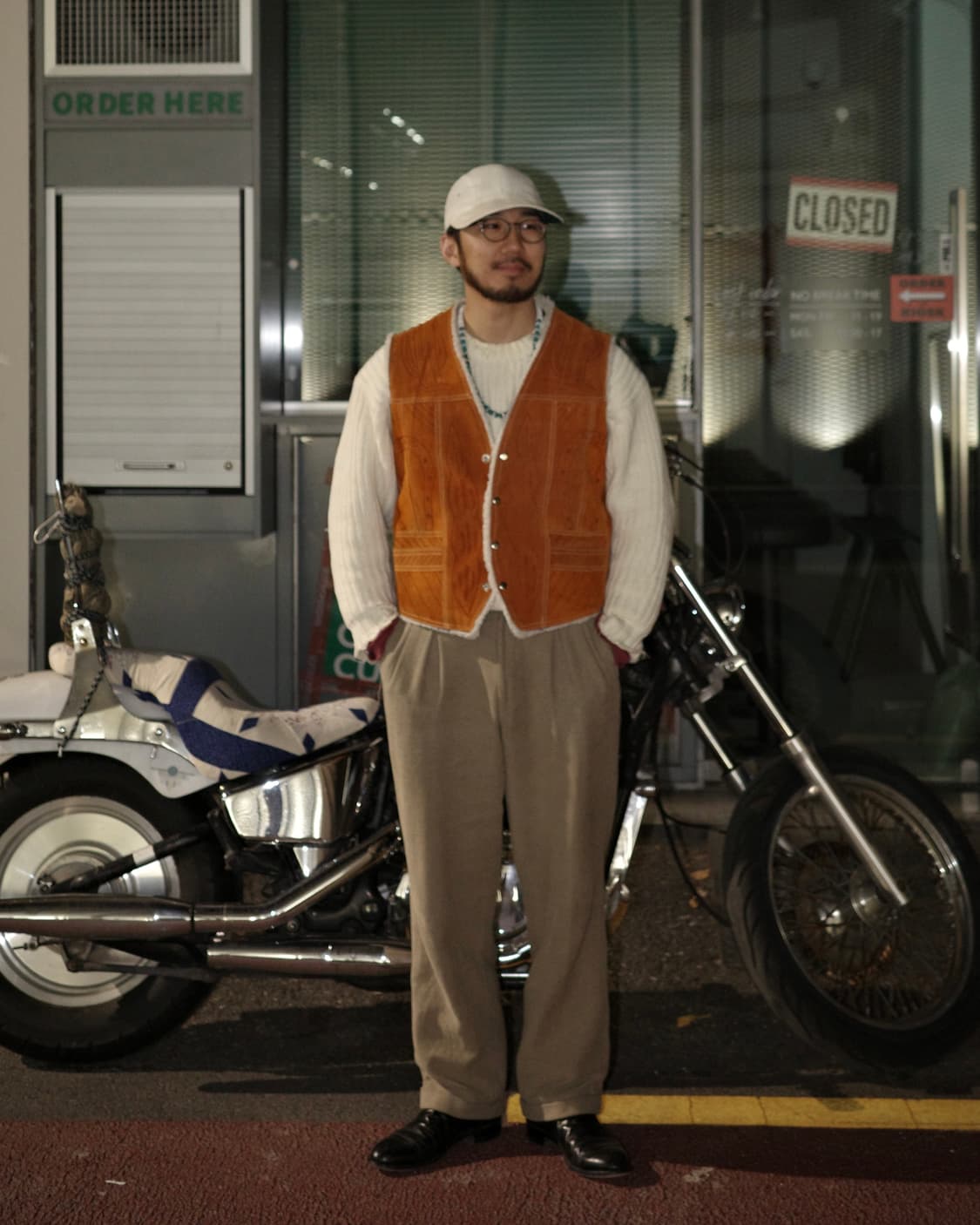 70‘s 핸드 번 드로잉 웨스턴 스웨이드 쉐르파 베스트 상품이미지7