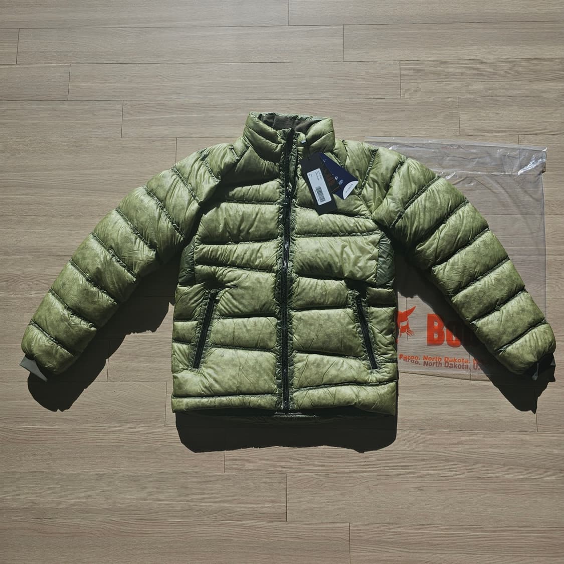 M 90~95 새제품) 밥캣 경량 다운 시어쉘 패딩 덕 90:10 그린 상품이미지1