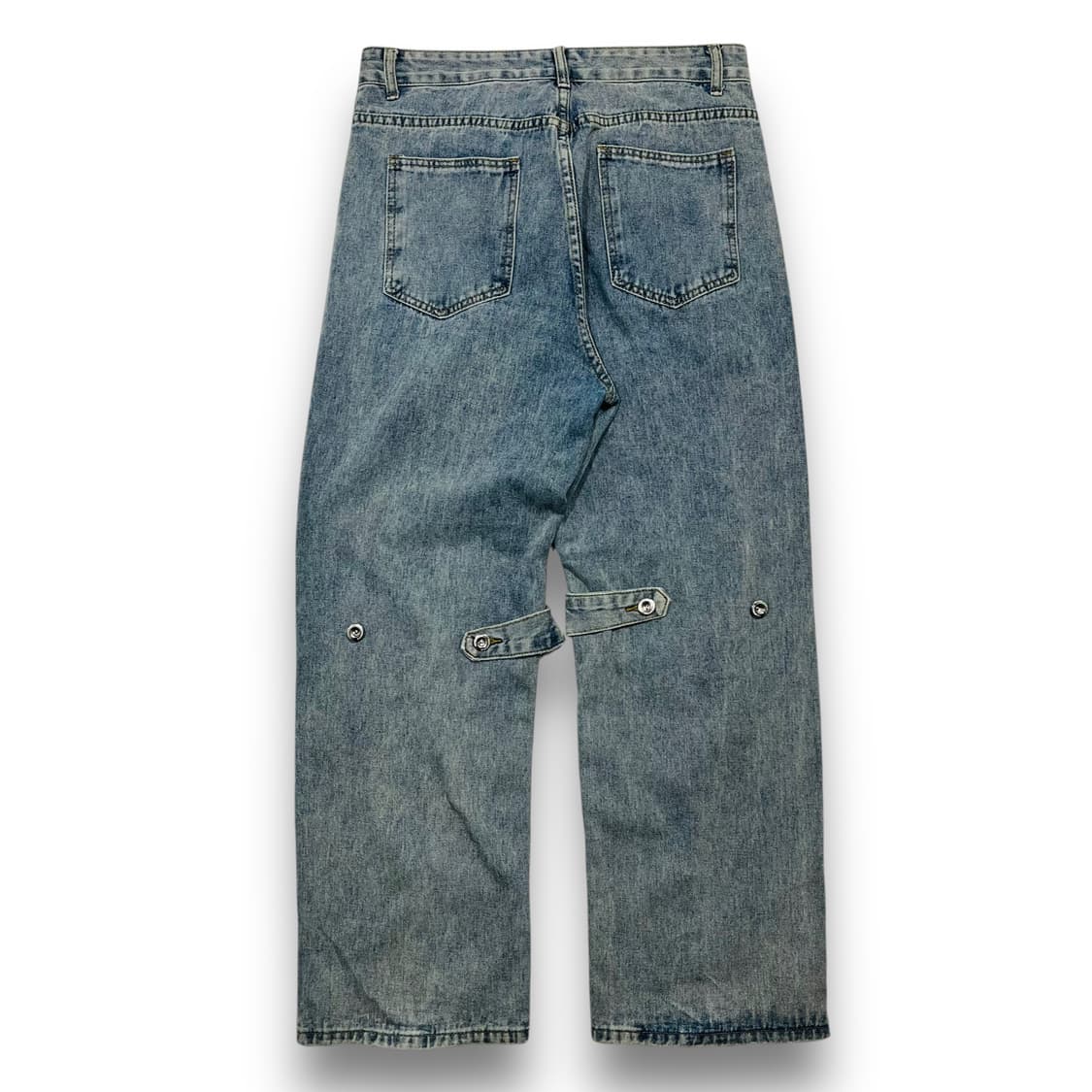 Spliced 크로스 레이어드 워싱 유니크 데님 팬츠 상품이미지4