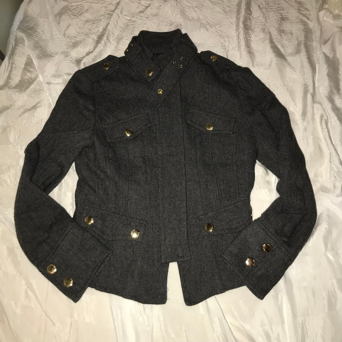 LeShop 르샵 금장 갸루 펑크 하이넥 차콜 모자켓 상품이미지4