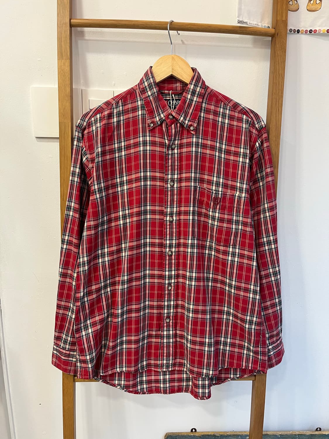 [L] 챕스(CHAPS) 랄프로렌 헤링본 타탄체크 버튼다운 셔츠 레드 상품이미지1