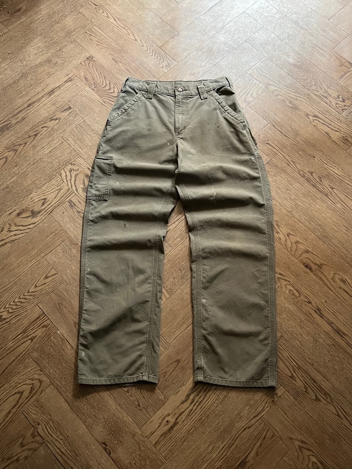 [32]칼하트 USA 더티워싱 라이트브라운 싱글니 카펜터 워크 팬츠 상품이미지2