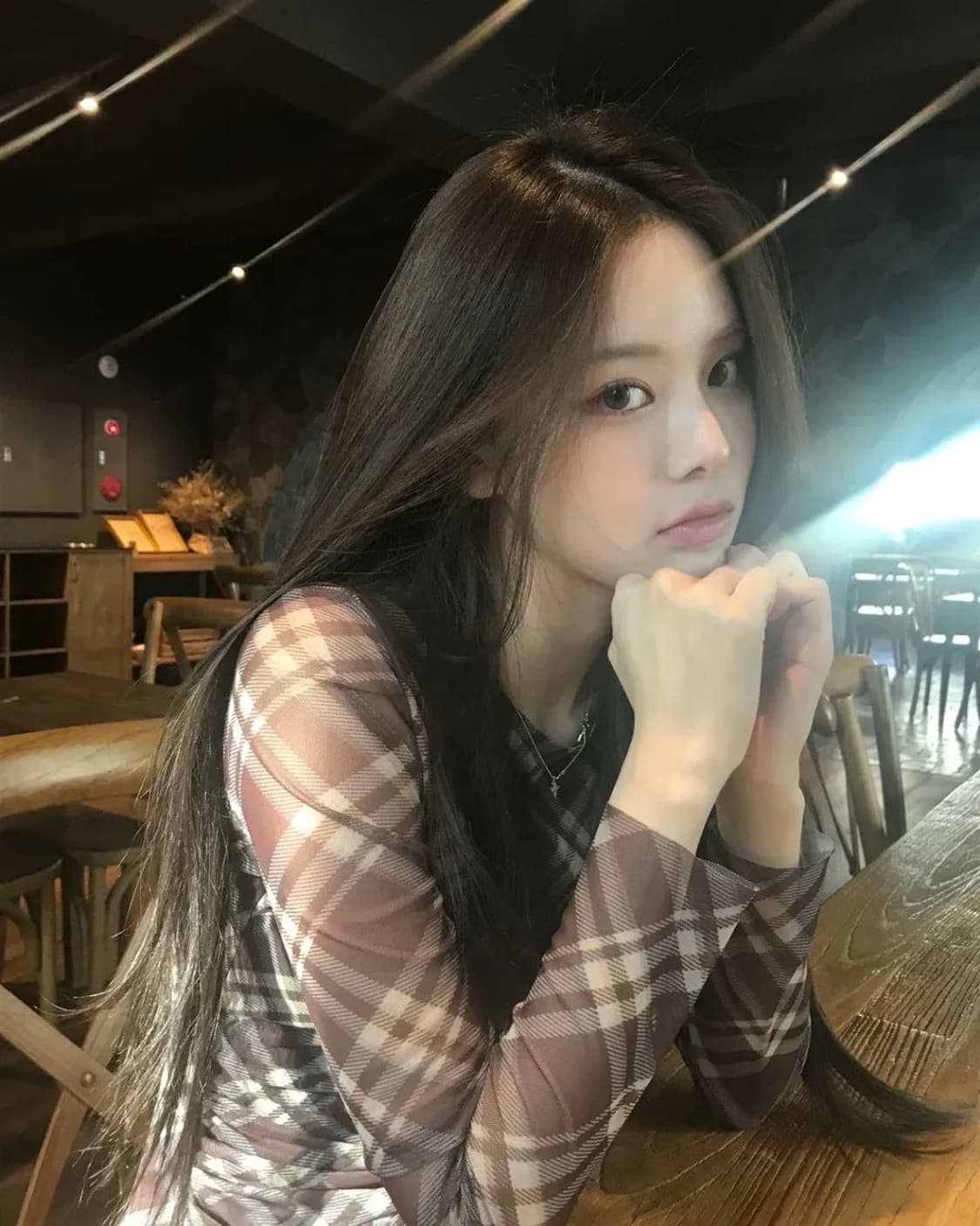 자라 체크 튤 드레이프 드레스 카키 상품이미지1