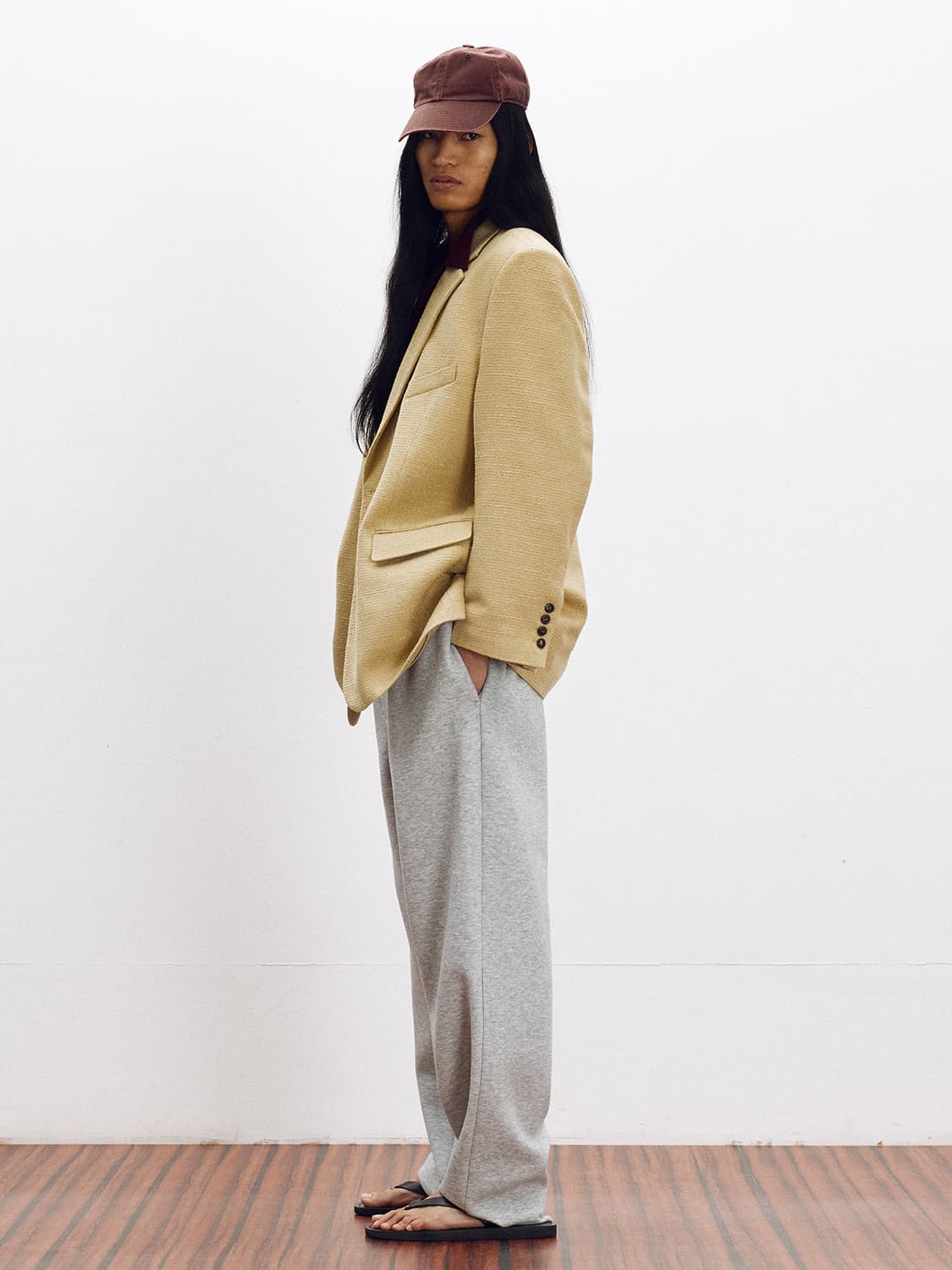 렉토 25SS 와이드 밴딩 루즈핏 스웻팬츠 멜란지 그레이 상품이미지2