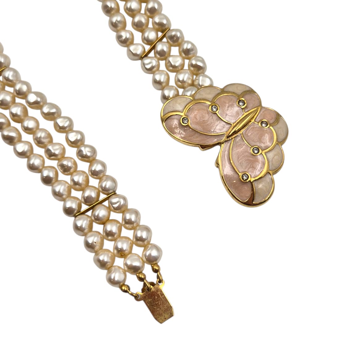 80s 미국 케네스 제이x에이본 나비 못난이 진주 초커 상품이미지3