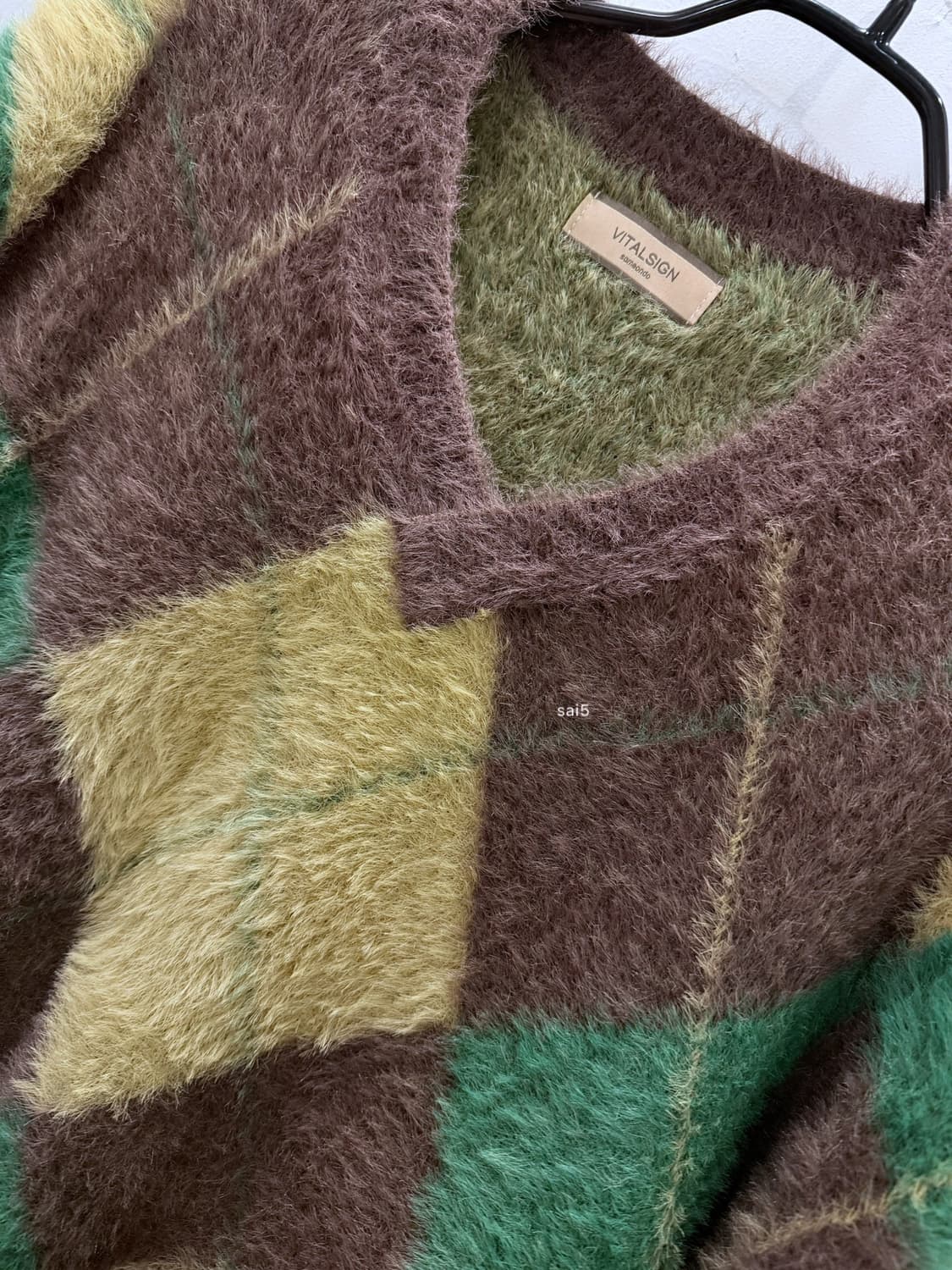 바이탈싸인 모헤어 아가일 퍼 니트  상품이미지4