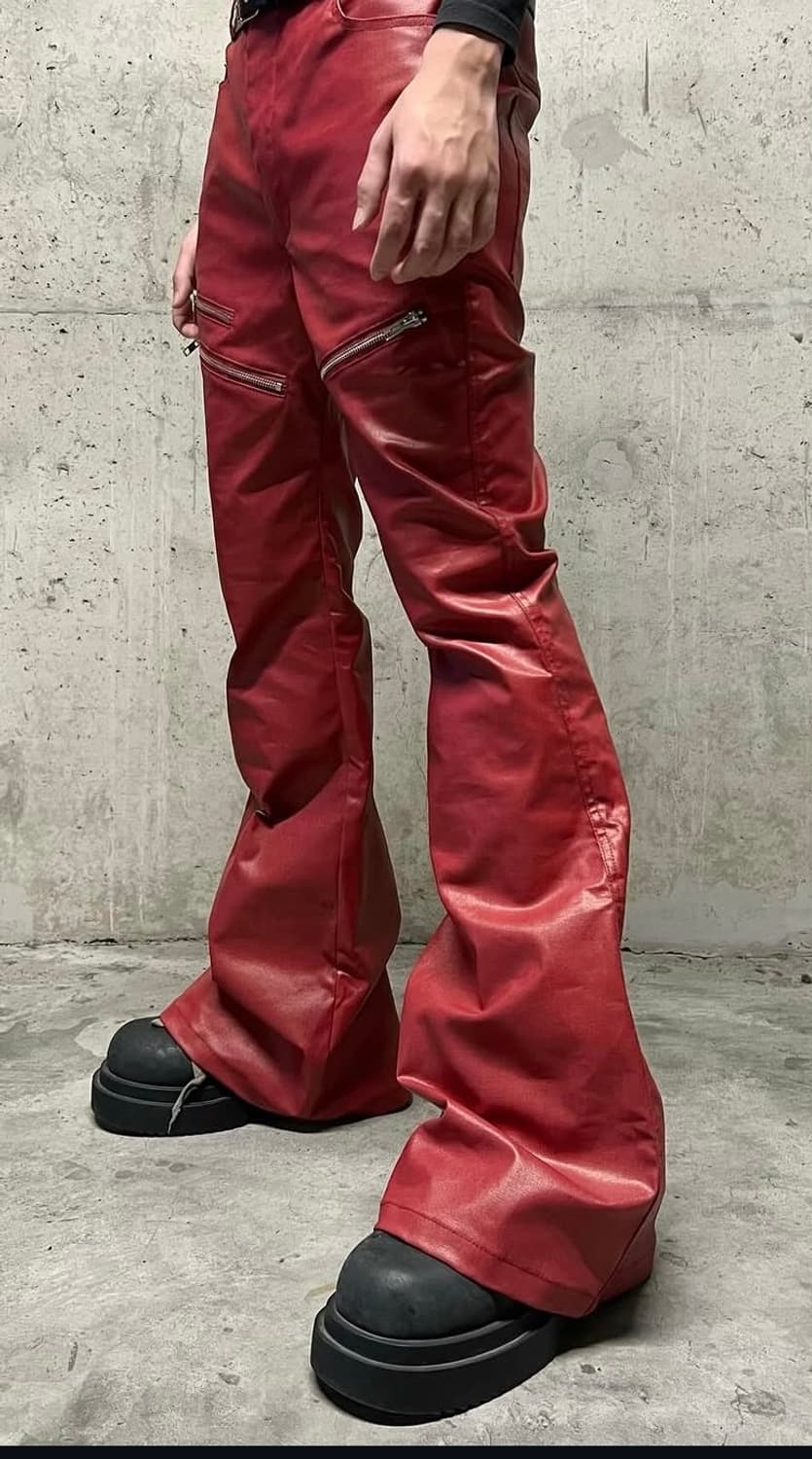 Psy Metal Red Coated Waxed flared jeans 상품이미지2