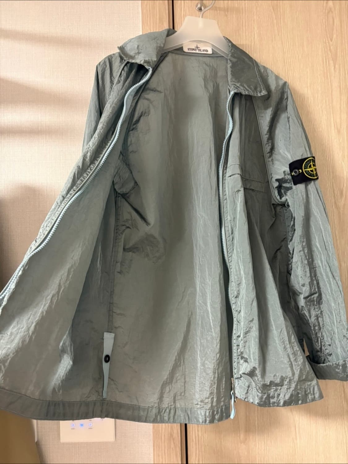 스톤 나일론 메탈 가먼트 다이드 패커블 오버셔츠자켓 아쿠아 상품이미지2