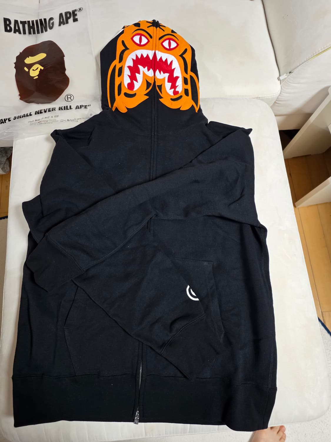 베이프 타이거 블랙 후드 XL 상품이미지2