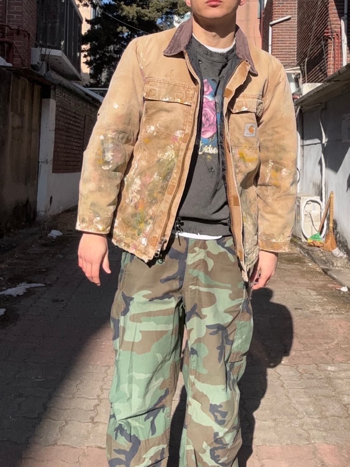 빈티지 칼하트 c26 디스트레스드 페인팅 자켓 상품이미지2