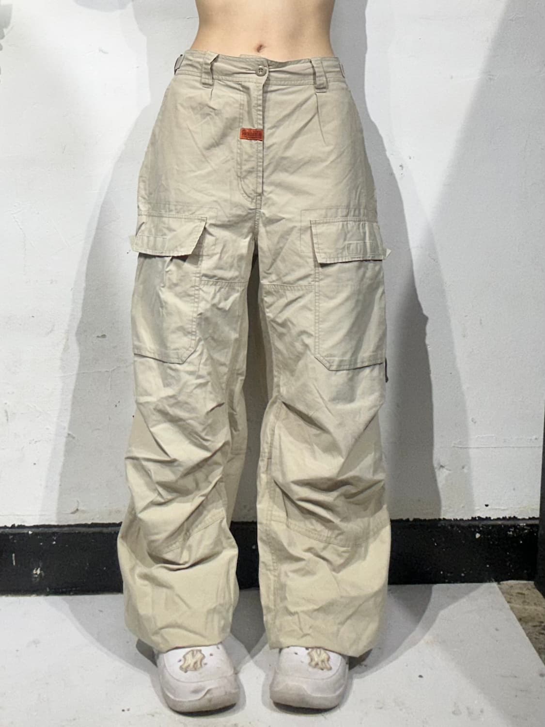 빈티지 베이지 유틸리티 멀티 포켓 와이드 카고 팬츠 L 상품이미지2