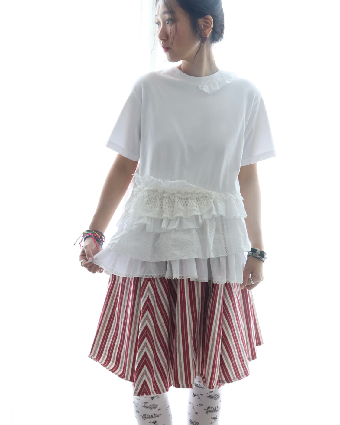 [Beams Boy] Tori-To Lace Frill T-Shirt 상품이미지1