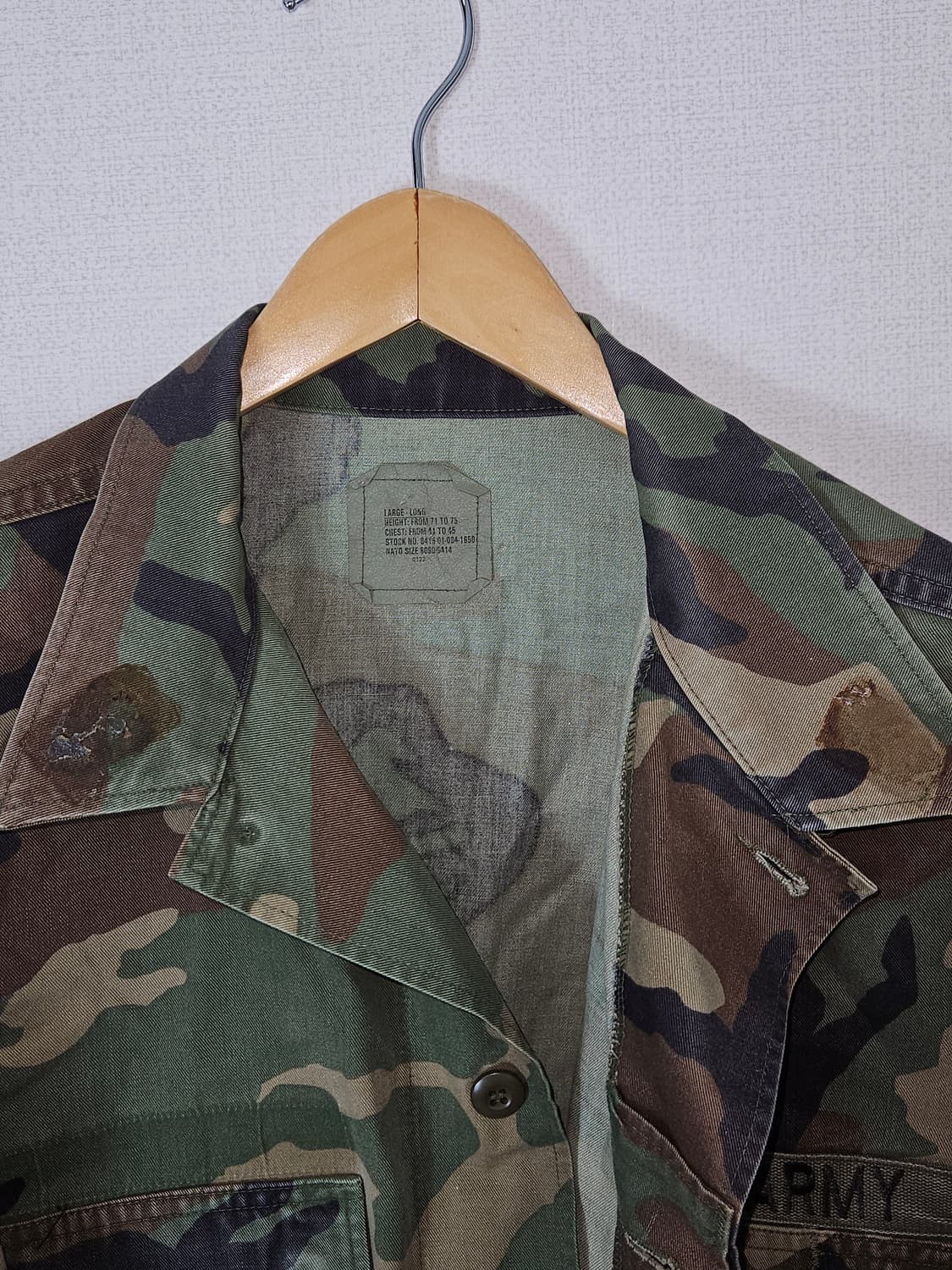 90s 미군 BDU 우드랜드 카모셔츠 밀리터리 라지 L 오리지널 상품이미지6