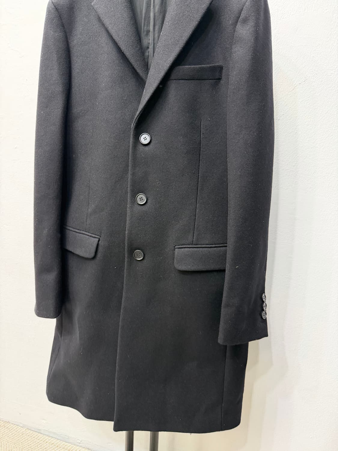 정품) 올세인츠 남성 블랙 더블 버튼 코트 XL 상품이미지3