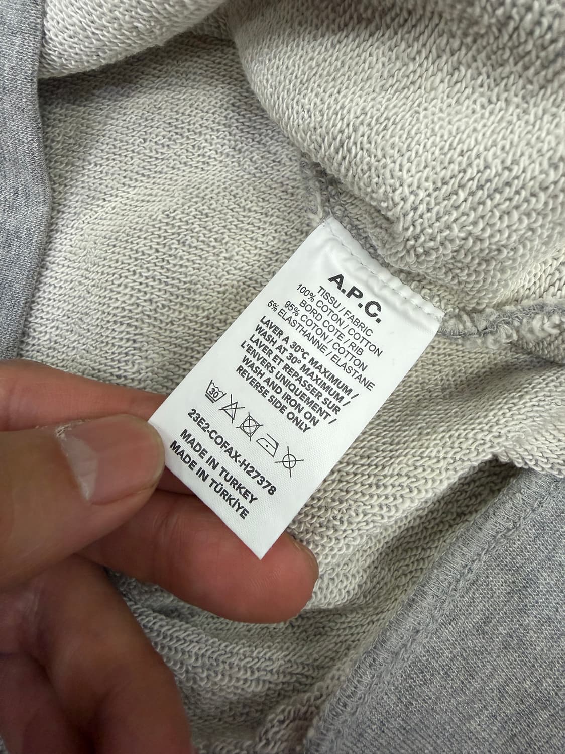 정품) APC 아페쎄 남성 회색 맨투맨 XL 상품이미지6