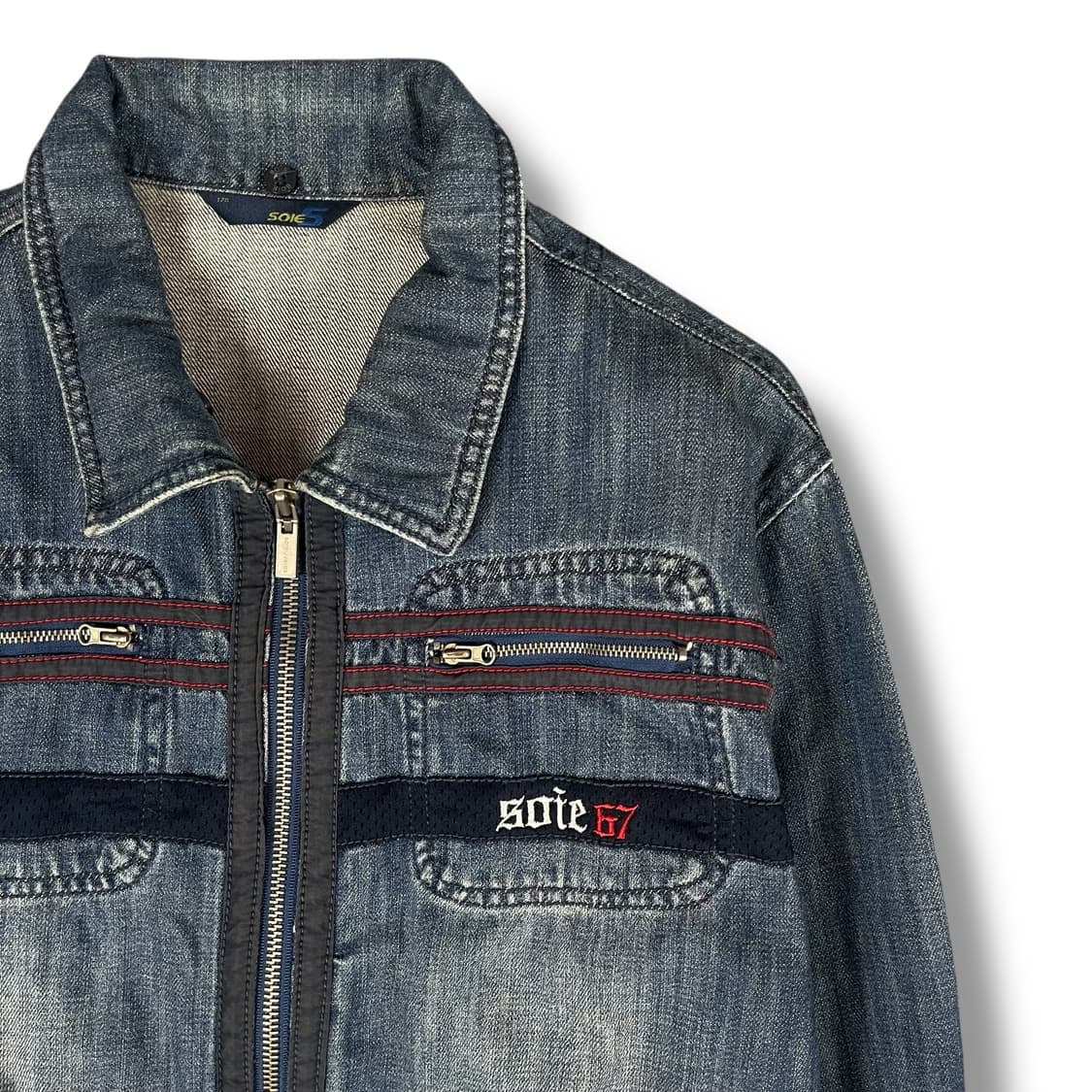 SOIES67 자수 로고 배색 중청 데님 자켓 170 상품이미지3