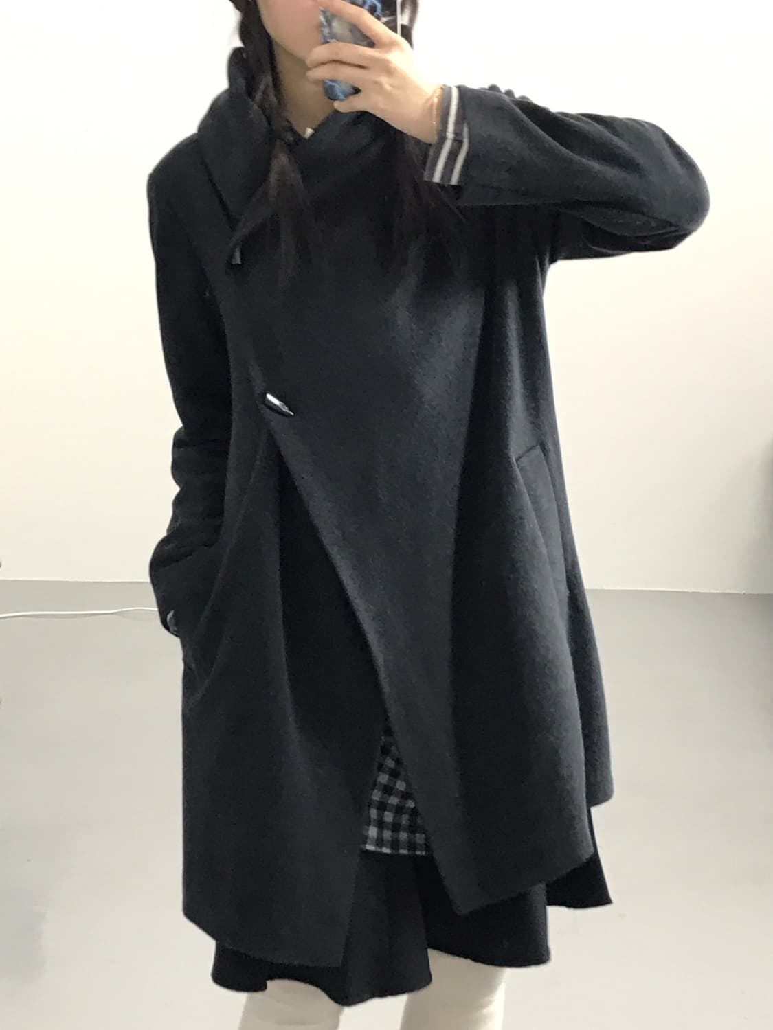  22 OCTOBRE Asymmetric Hoodie Knit Coat 상품이미지2