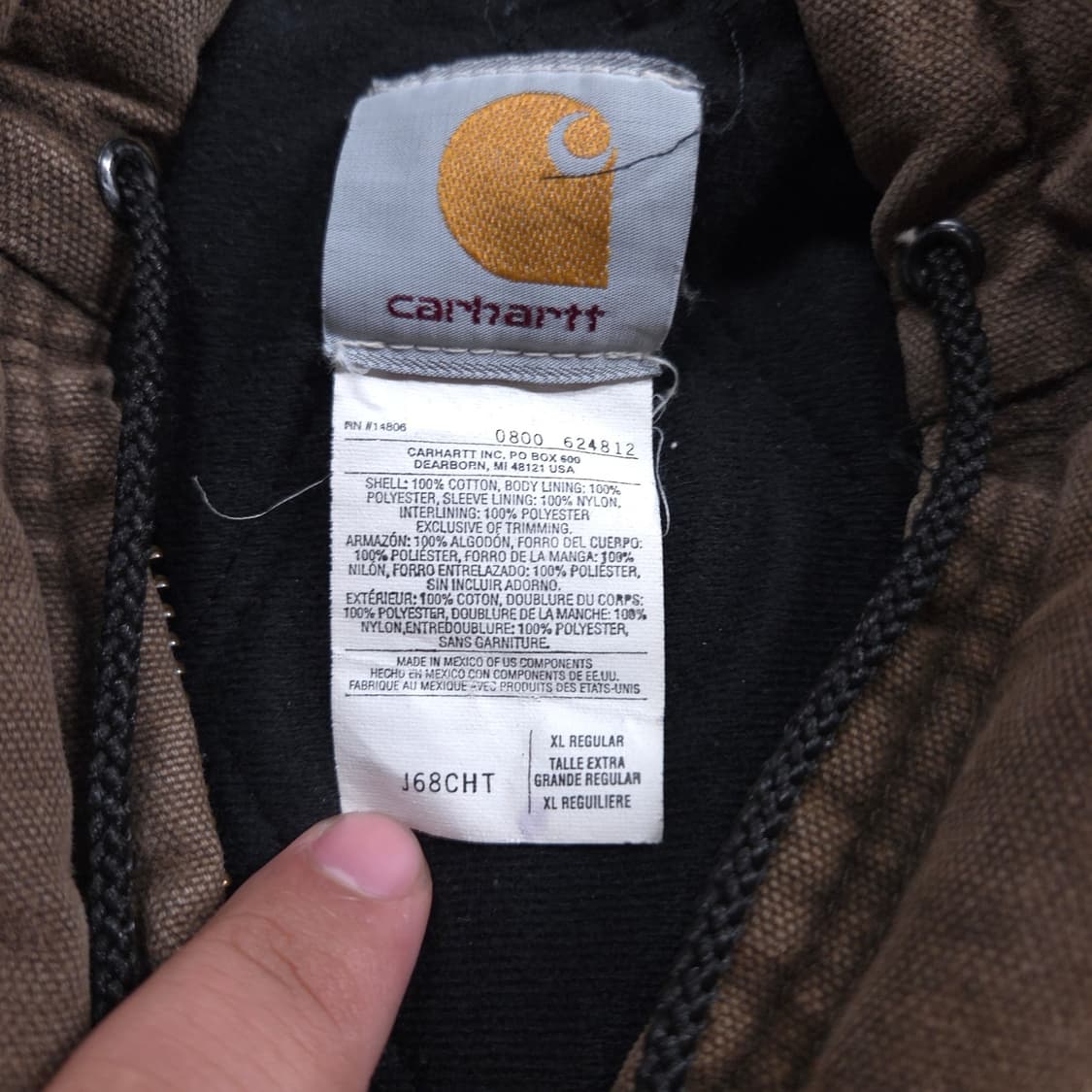 칼하트 J68 CHT 후드집업 자켓 XL 상품이미지3