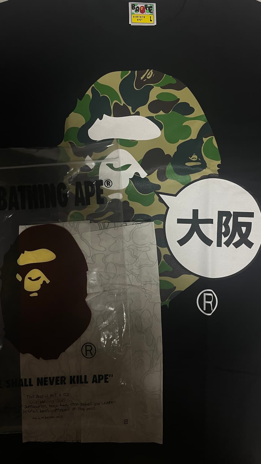 [L size] 베이프 오사카 빅 에이프 헤드 티셔츠 블랙 상품이미지1