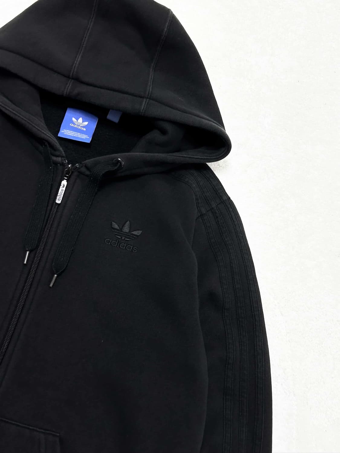 아디다스 자수로고 블랙 삼선 후드집업 상품이미지7