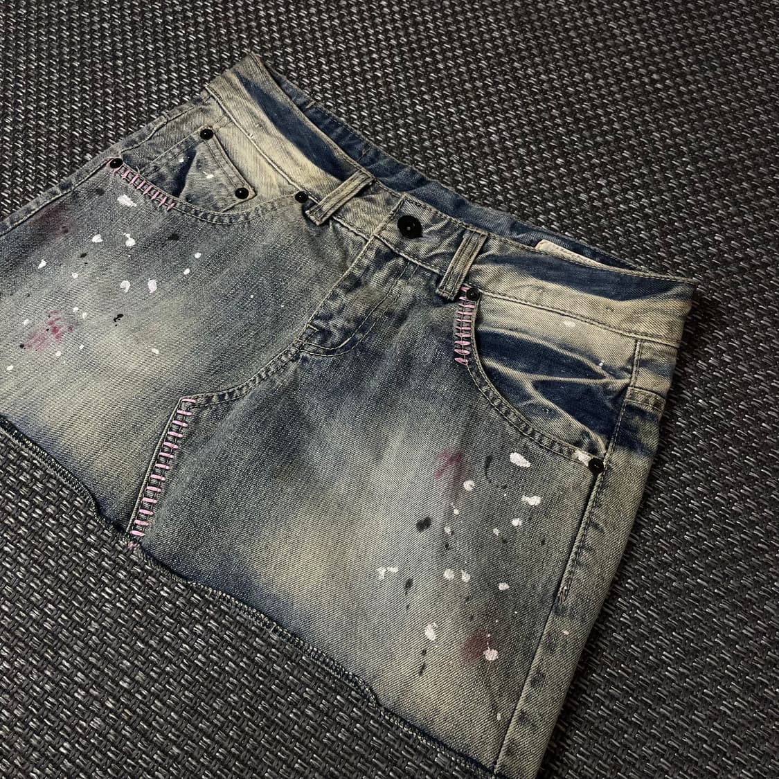 (30) 블루라인 데님 페인팅 숏 스커트 상품이미지3