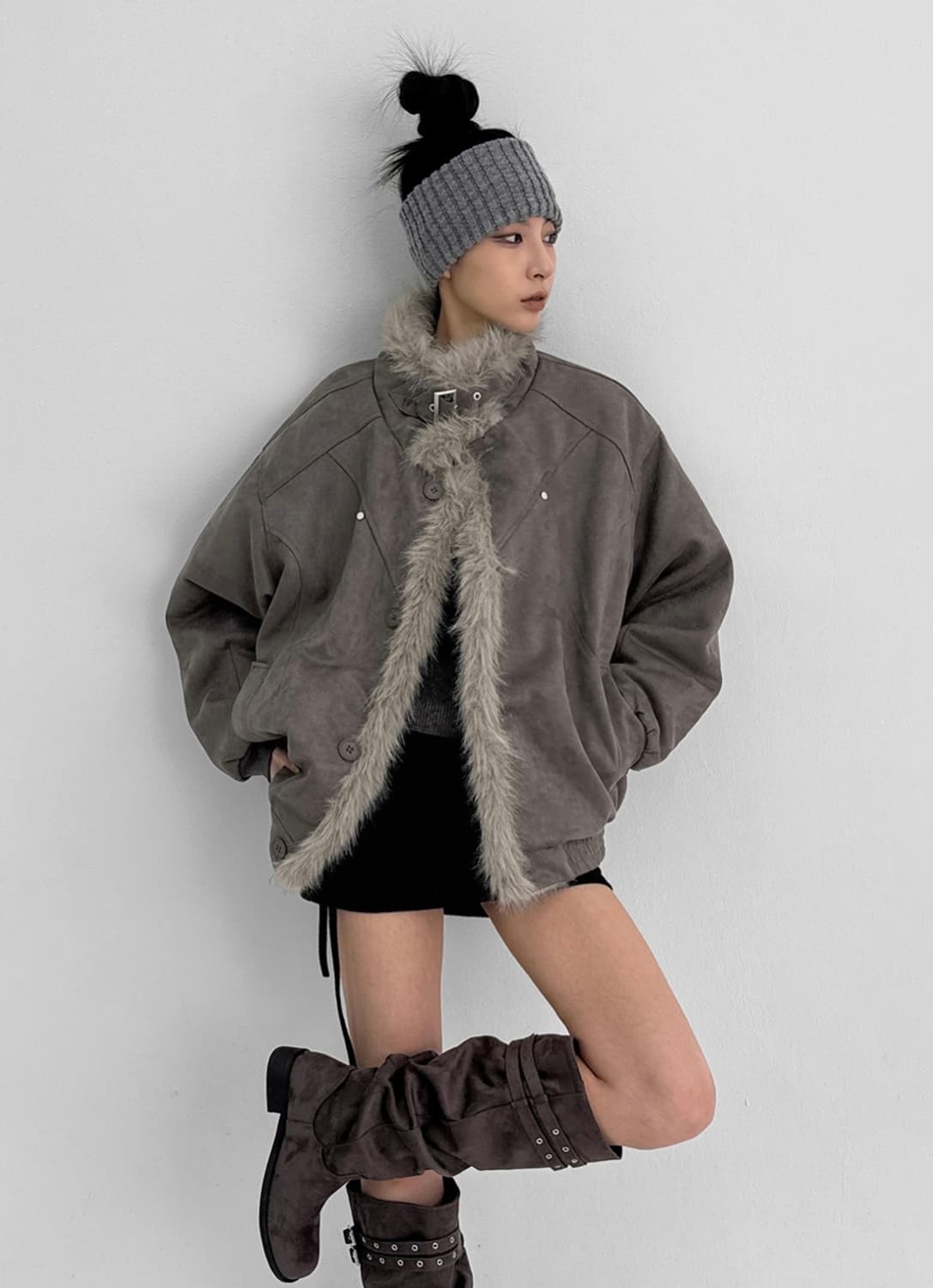 블랙업 캬롯 하이넥 퍼 패딩 무스탕 센지 상품이미지1