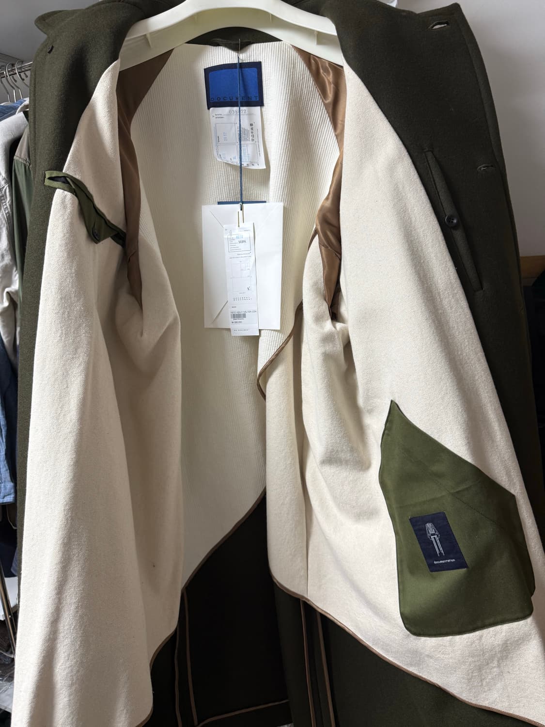 도큐먼트 울멜톤 카키 코트 XL 새상품 상품이미지3