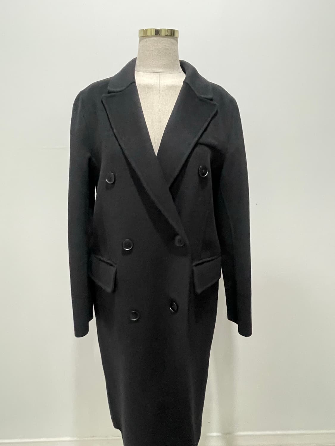 핸드메이드 울 더블코트 블랙 (모 46%캐시미어 6%) 160이하 추천 상품이미지3