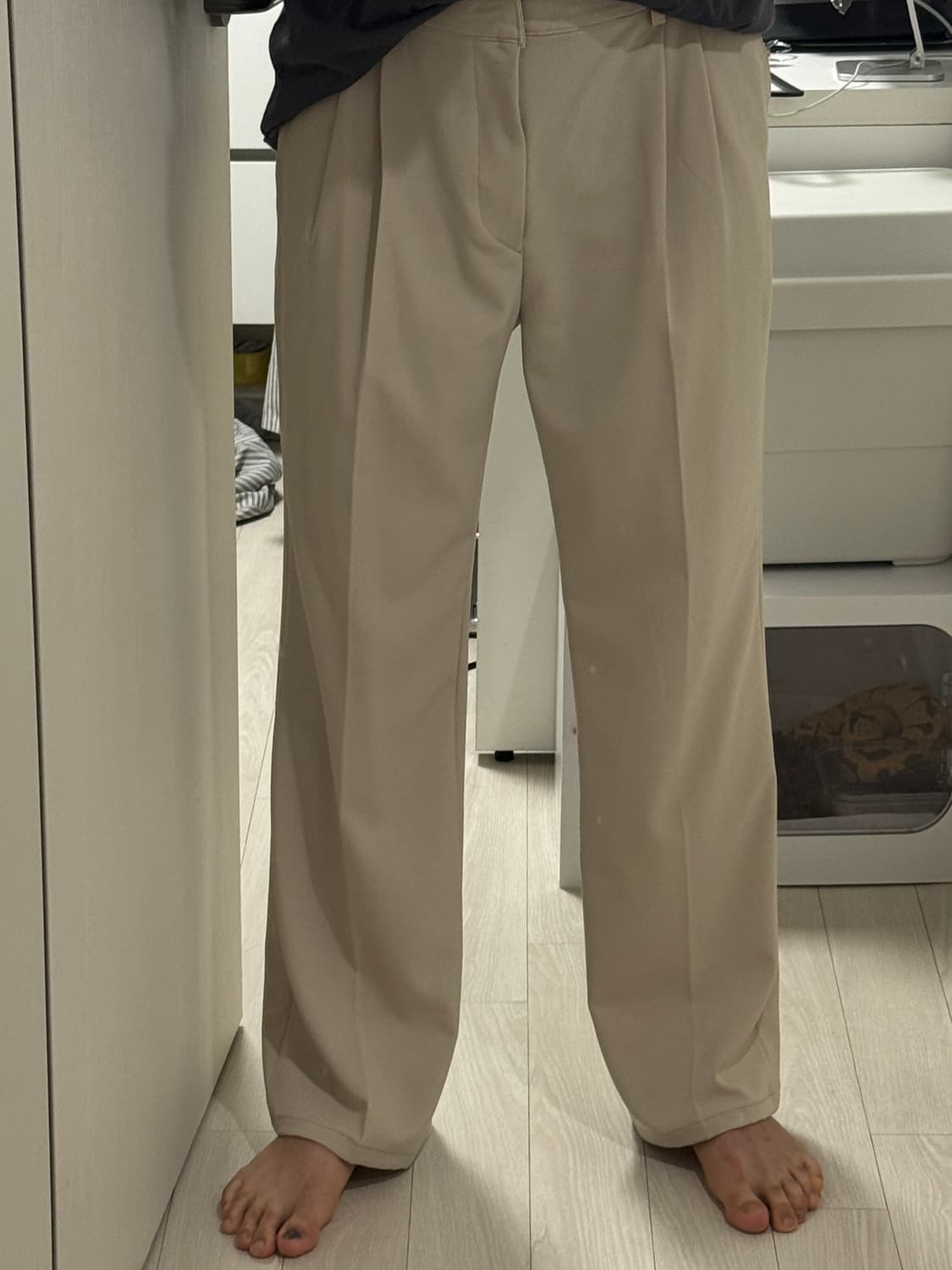 보세 와이드 슬렉스 바지 팬츠 아이보리 XL 상품이미지3