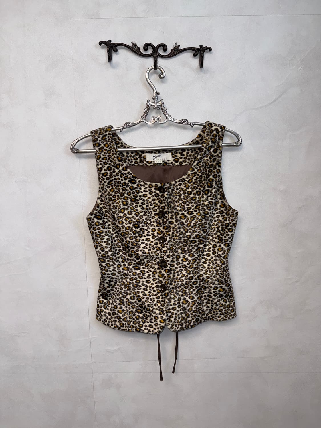 Brown leopard fur back corset vest 상품이미지4