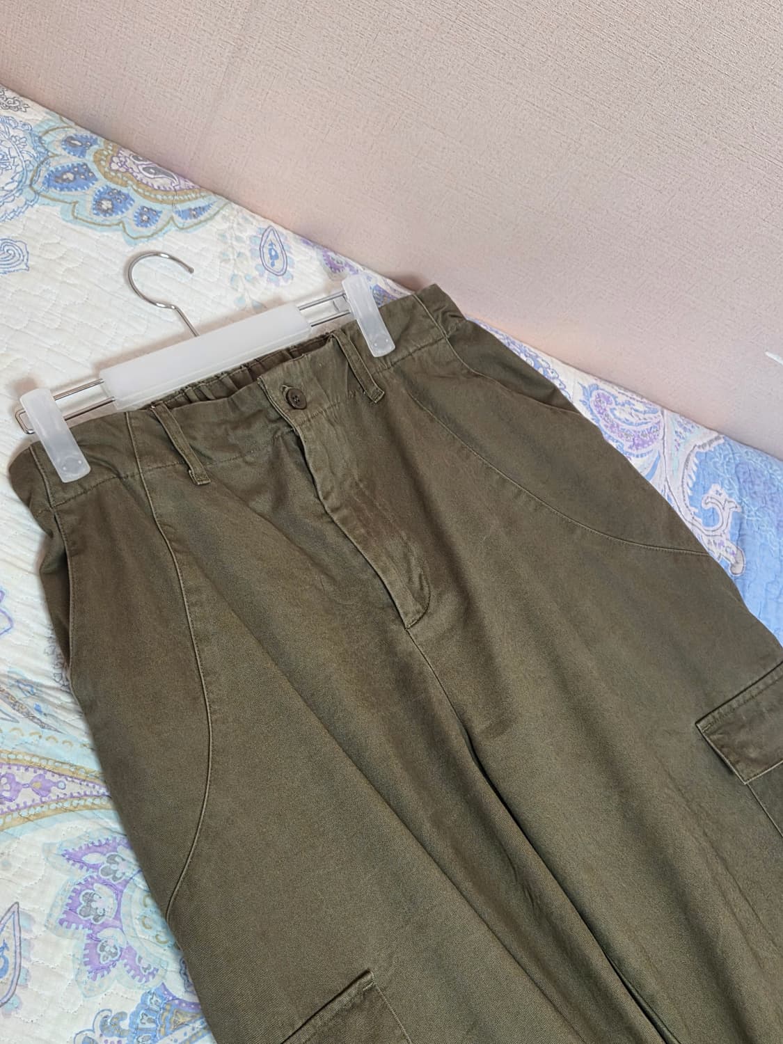 [2] 노운 워싱 카고 와이드 팬츠 카키 상품이미지3