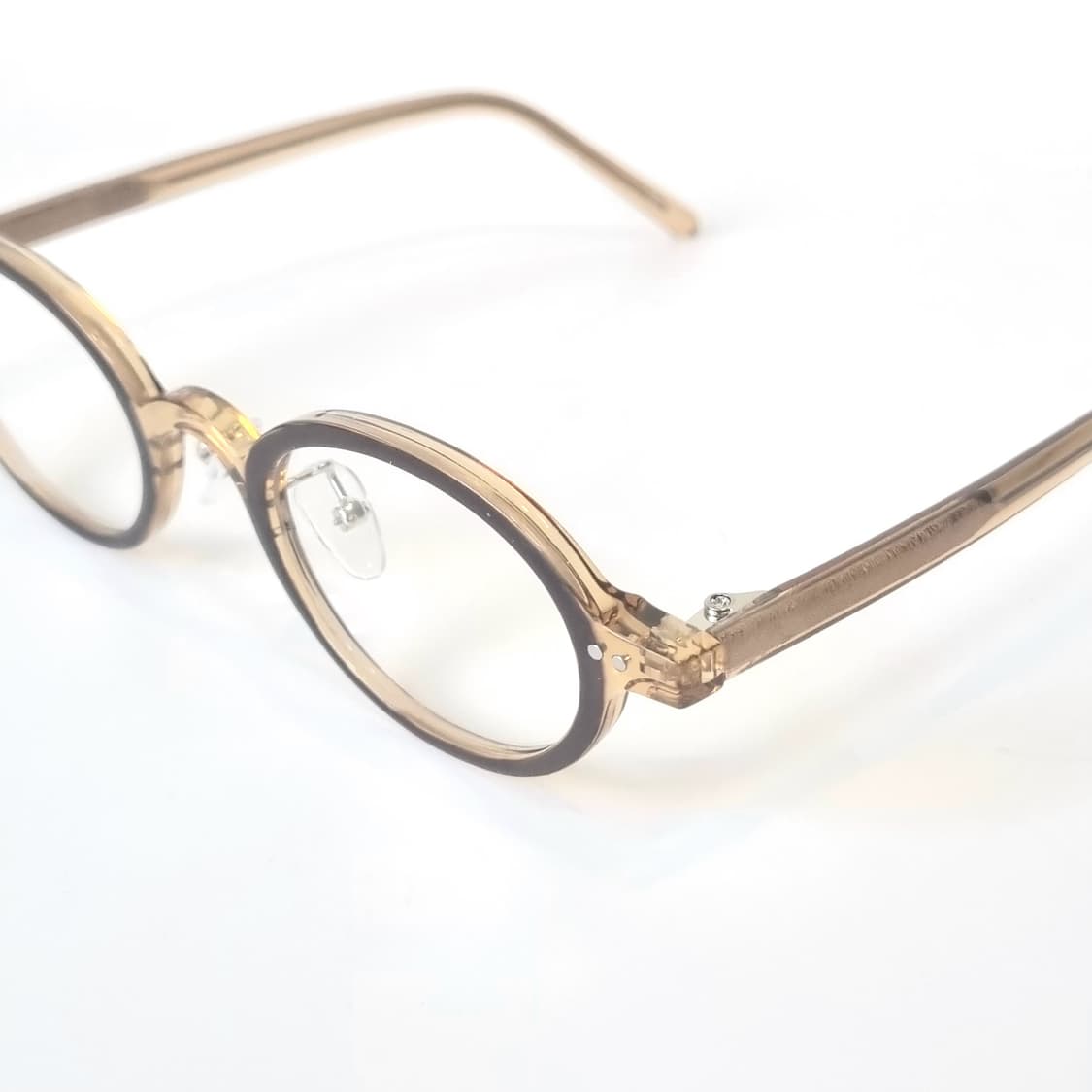 오벌 투명옐로&브라운 코받침있는 뿔테 상품이미지4