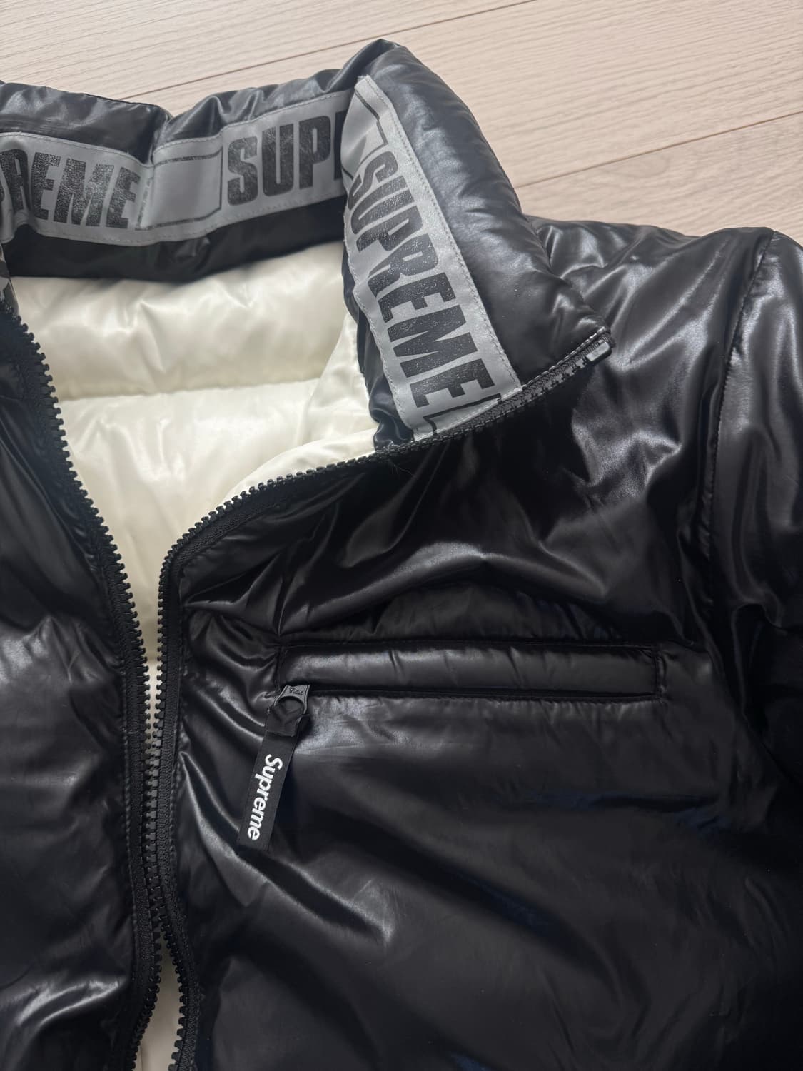 슈프림 블랙/화이트 리버시블 패딩 자켓 상품이미지3