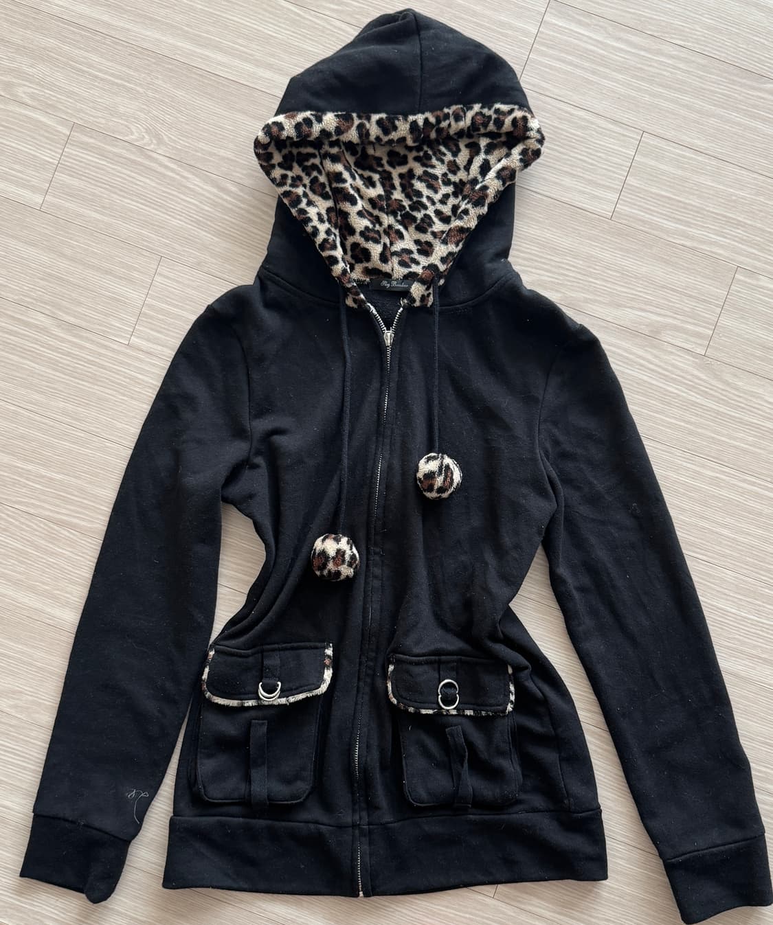 갸루 y2k 호피 후드 집업 점퍼 상품이미지2