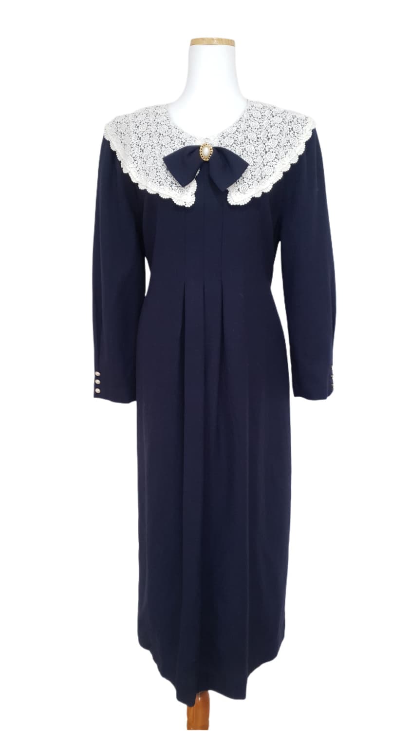 빈티지 모던 클래식 네이비 원피스 상품이미지2