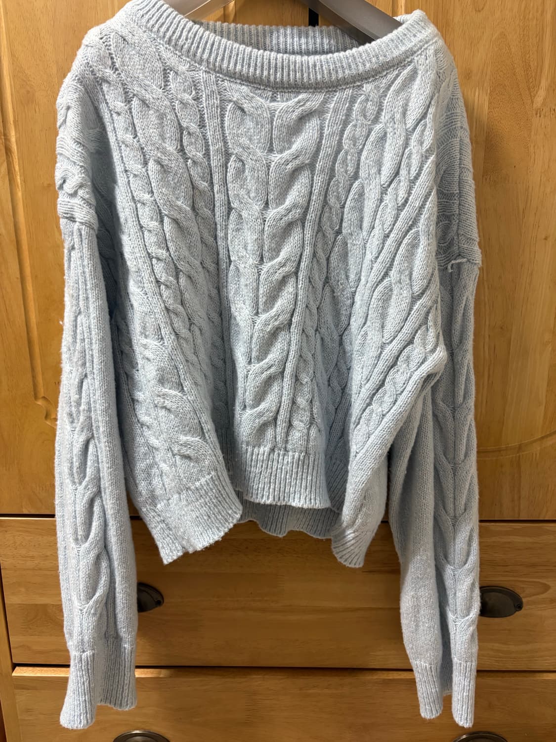 빈티지 소라색 꽈배기 니트 스웨터  상품이미지4