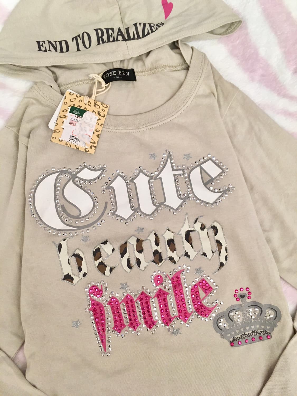 헤이세이 Y2K 레오파드 큐빅 레터링 후드티 갸루 상품이미지2