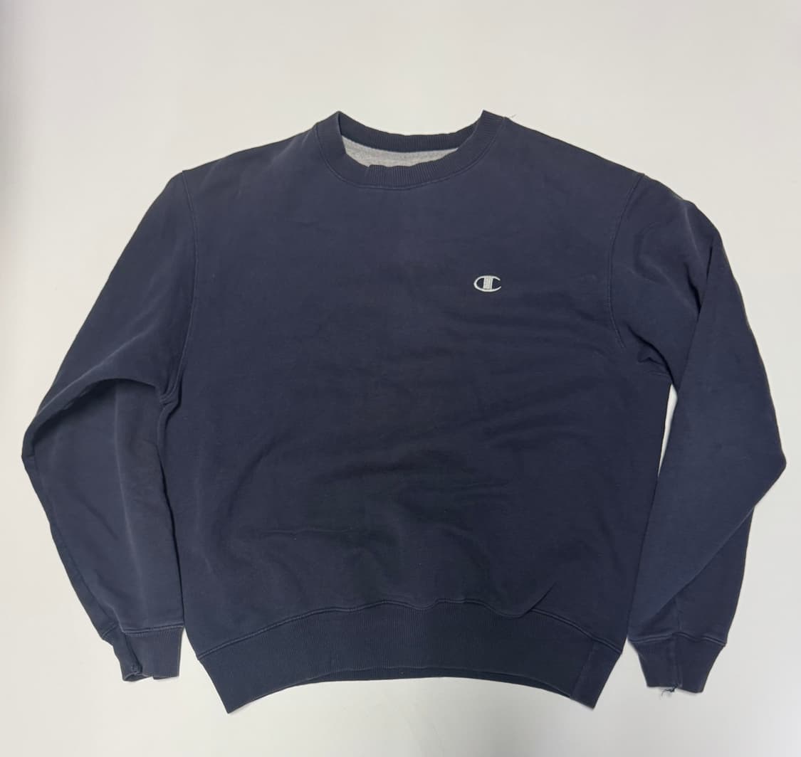 챔피온 미니멀 로고 트레이닝 기모 맨투맨 M 네이비 상품이미지1