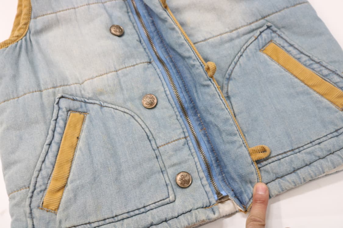 Petit Fleur 쁘띠플뢰르 빈티지 데님 양털 후드 베스트 상품이미지6