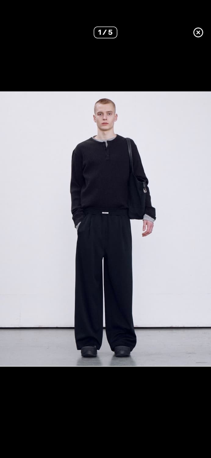 1회착용 블랙 M RECTO 24S/S 트리콧 더블와이드 팬츠   상품이미지3